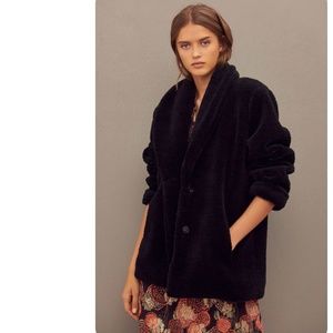ba&sh black fleece coat